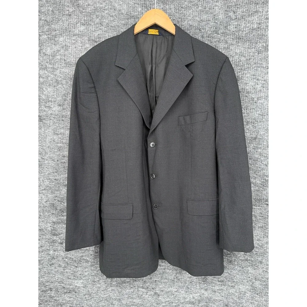Brooks Brothers Suit Jacket Mens 46L Gray Wool Stretch Brooksease 3 Button